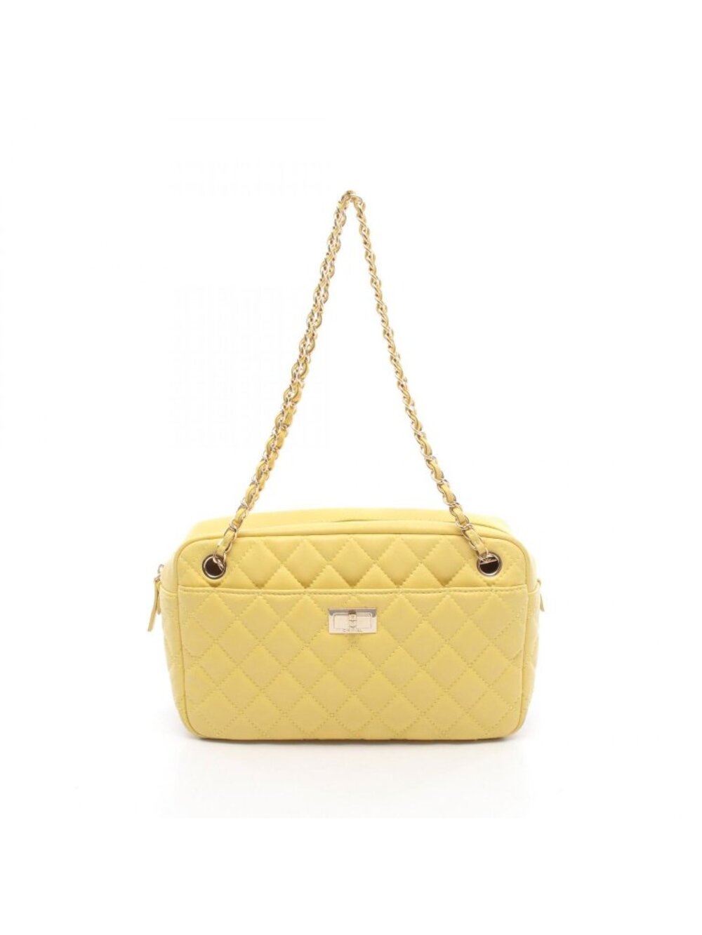 Chanel Shoulder Bag 2.55 Quilted Yellow Lambskin Chain Tote